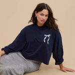 Aerie Cozy Long Sleeve Mockneck T-Shirt Navy Blue size medium Photo 0