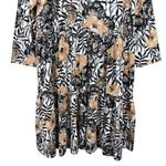 Lilly Pulitzer  Geanna Dress Sz L Floral Tiger Swing 3/4 Sleeve Tiered Jersey Photo 6