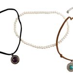 Western Bohemian Faux Leather Stone Choker Necklaces Pearl Elastic Choker Bundle Photo 2