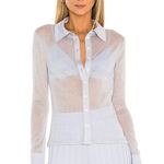 Jonathan Simkhai Standard Tia Sheer Sparkle Shirt Women’s Size XS Ice Blue Photo 0