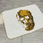 Clever Carriage company Beaded Skull / bones Clutch purse bag / makeup bag White Photo 10