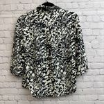 Tory Burch Black White Patterned 100% Silk T Logo Tunic Blouse Size 6 Photo 6