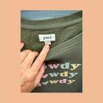 Pact  Olive Sweatshirt with Pastel 'Howdy' Graphic Size Lg Photo 3