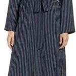 Eileen Fisher Double Stripe Tencel Viscose Long Kimono Jacket Navy Blue Photo 0