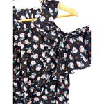 Rebecca Taylor Silk Floral Cold Shoulder Ruffle Blouse Boho Romantic Size 12 Black Photo 7