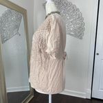 Boho Cottagecore Milkmaid Cream Tan Embroidered Lace Button Down Blouse Top OS Size M Photo 3