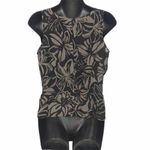 Sigrid Olsen  black/taupe floral silk blouse Size 8 Photo 2