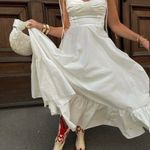 ZARA  dress maxi poplin ruffle flowy white corset bohemian summer vacation Photo 11