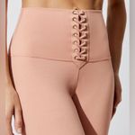 We Wore What high waist lace-up peach/tan leggings size/S Photo 2