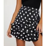 River Island River‎ Island Skirt Womens 6 US Black White Printed Ruffle Mini Photo 2