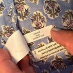 J.Crew  Artist Top Womens size XXS 2XS Blue Floral Notch Ruffle V-Neck Shirt Photo 9