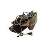 Bebe  twisted ankle strap open toe velvet gray chunky heels size 9 womens Photo 8