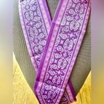 New pink and white printed silk satin scarf, approximately 34 inches Photo 1