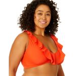 Time & Tru Nwt Women's Plus Size 3XL Ruffled Plunge Bikini top bottom orange Photo 4