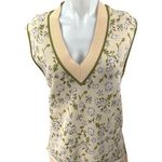 Mango MNG Cream Multicolor Floral Waistcoat Sleeveless Knit Sweater Vest Top M Size M Photo 0