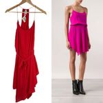 Haute Hippie NWT  Red Silk Racer Back Belted Mini Dress Handkerchief‎ Hem, Large Photo 1