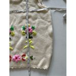 B2 1960s Vintage Elliot Import Cream Knit Floral Embroidered Sleeveless Vest Top Pink Size undefined Photo 2