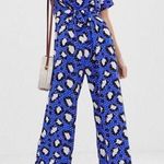 ASOS Electric Blue Pink Polka Dot Wide Leg Leopard Jumpsuit Photo 0