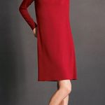 Eileen Fisher Viscose Jersey Ballet Neck Cut Out Back Scarlet Red Dress Medium Photo 2