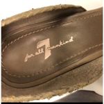 7 For All Mankind 7 FOR ALL MAN KIND WEDGE Women’s SIZE 7 LEATHER moss green w/ brown wood wedges Photo 6