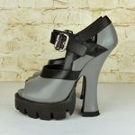 Miu Miu Fall 13 Runway Platform Heels Women 40 Gray Black Patent Mary Jane Shoes Photo 7