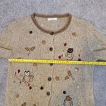 Vintage Christopher & Banks Novelty Cardigan Womens Sm OWL Embroidery 90s Y2K Brown Photo 10