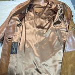 Vintage 70s Skin Gear Napa Ante Leather Trench Coat S Patchwork Tan Brown Photo 10
