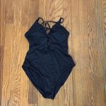 AQUA NWOT‎  Swim Lace up Plunge One Piece Swimsuit-Black Size XS Photo 2