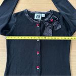 Storybook Knits Vintage Knit Cardigan Sweater Sz S Embroidered Roses Black Gma Photo 8