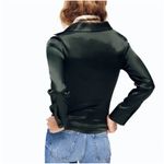 ZARA  Pleated Satin Effect Shirt Green Photo 3