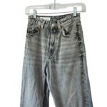 ZARA Washed Out Black - Gray Jeans Straight Leg Loose Fit Raw Hem High Rise Sz 0 Photo 4
