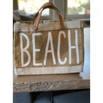 Santa Barbara Design Studio BEACH Bag Tote Jute Leather Handle NEW Without Tag Tan Photo 1