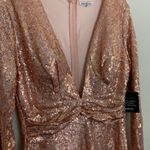 Charlotte Russe Charolette Russe Pink Sequin Plunge Neck Mini Long Sleeve Dress Photo 1