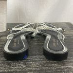 Kate Spade  Black & Silver Braided Flat Strappy Sandal Shoes 9 Photo 4