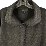 Eileen Fisher Charcoal Felted Merino Wool Fringed Cardigan Jacket Size Medium Photo 2