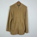 J CREW Point Sur Cardigan Sweater Jacket Womens M Fuzzy Zip Up Oversized Camel Brown Size M Photo 1