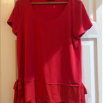 Ivanka Trump  Red Short Sleeve Tiered Hem Tunic Top Tie Detail Size L G Photo 0