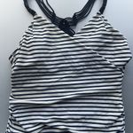 Kona Sol One-Piece Swim Suit Women's Size L   Nautical Blue White Stripes Tank Photo 3