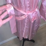 Morgan Taylor  Pink Satin Robe Ruffle Pockets Belt Tie Photo 3