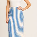 Mr. Larkin Blue & White Striped Deadstock Cotton Midi Skirt – Size M Size M Photo 0