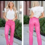 Judy Blue The Deb Hot Pink Faux Leather Straight Leg Jeans Tummy Control Sz 9/29 Photo 2