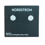 Nordstrom  CZ Sterling Silver Solitaire Stud Earrings Platinum Plated New on Card Photo 0