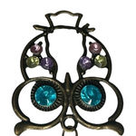 Vintage‎ Owl Necklace Brass? Blue Photo 0