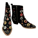 Free People  Bowers Embroidered Ankle Boots Black Suede Size 38.5 Photo 6