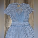 Bebe Light Blue Crochet Lace Cap Sleeve Cotton Coquette Women’s Dress Photo 8