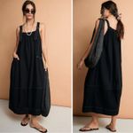 Free People  Oversized Chambray Denim Machu Barrel Midi Dress Black Size Large Photo 1