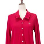 Lacoste  Shirt Dress Red Long Sleeve Button Front Pique Cotton Size 44 / US L 12 Photo 6