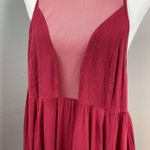 Free People Intimately Marble Illusion Mesh Peplum Tank Top Raspberry Red Medium Photo 4