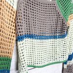 Fourteen & 9th Color Block Crochet Cropped Bell Sleeve Sheer Open Knit Festival Top Size Medium Photo 3