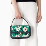 Kate Spade Authentic  Leather/Floral canvas turnlock flap Crosby/Sarchel 2 straps Photo 11